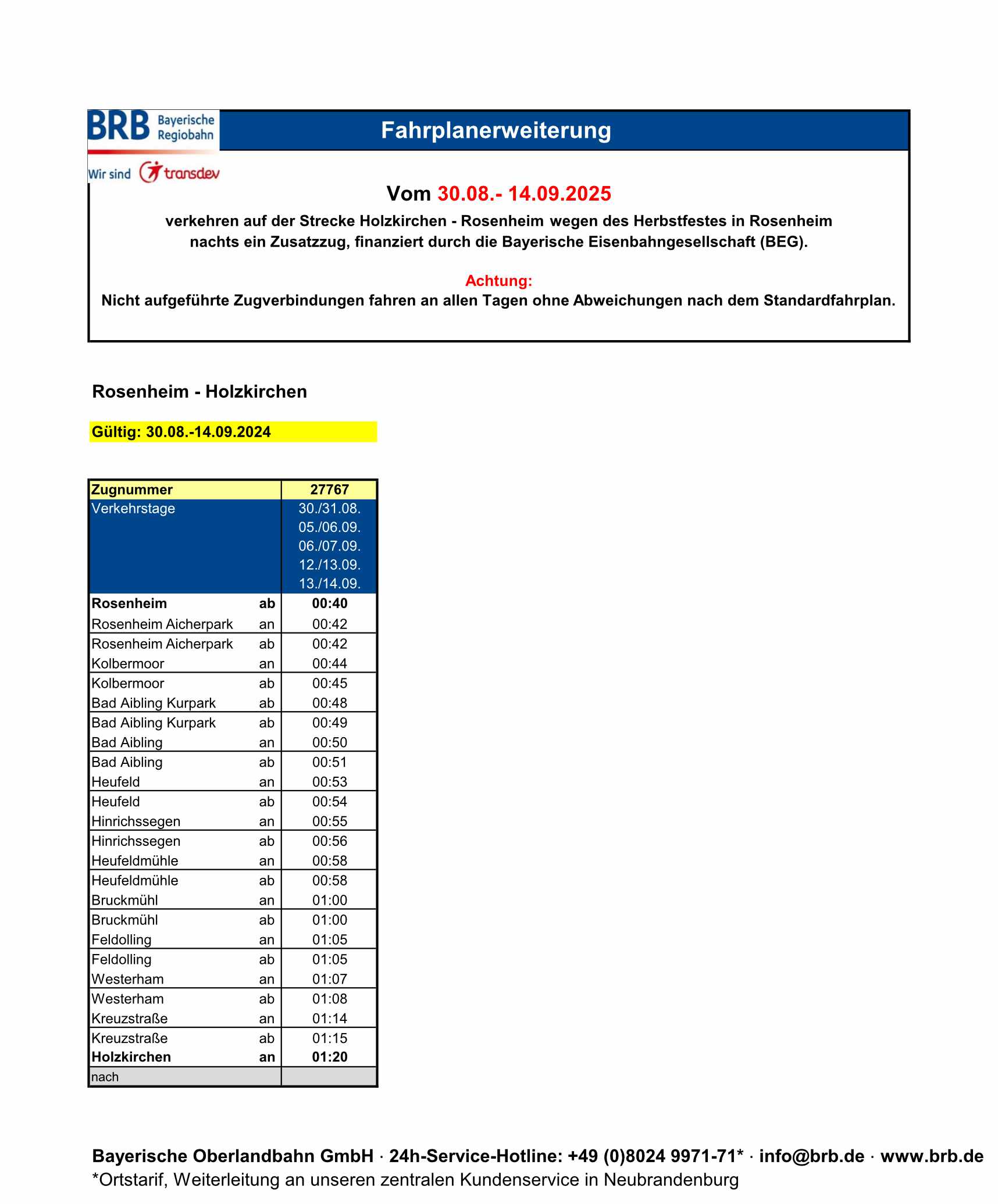 Fahrplan BRB 2025 958 Herbstfest 30.08. 14.09.2025